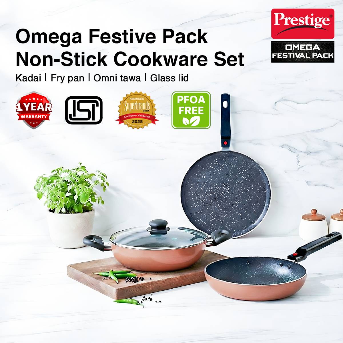 Prestige Festival Pack - Build Your Kitchen Induction Bottom Non-Stick Coated Cookware Set — photo 2