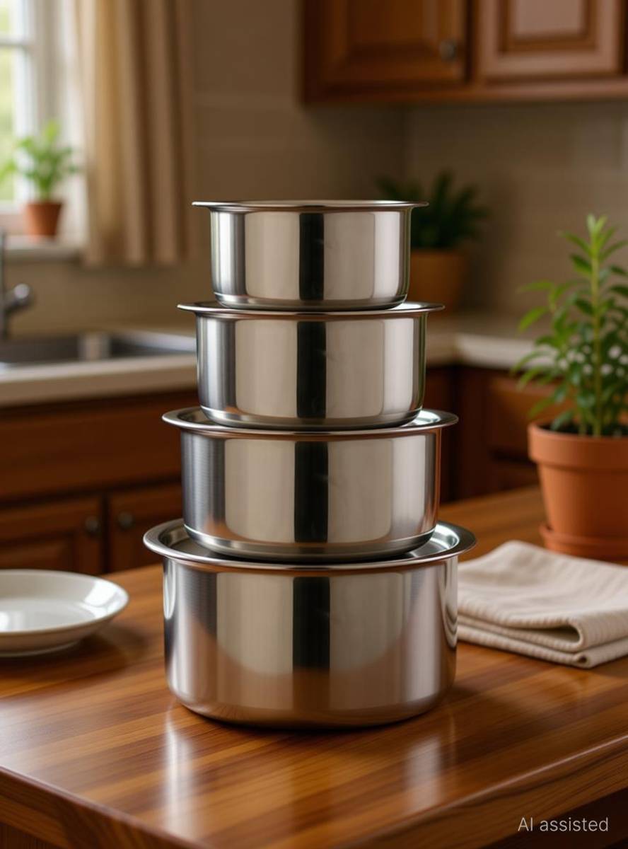 Set of 5 High Quality 22Gauge Induction & Gas Stove Compatible Tope Set with lid Cookware Set — photo 2