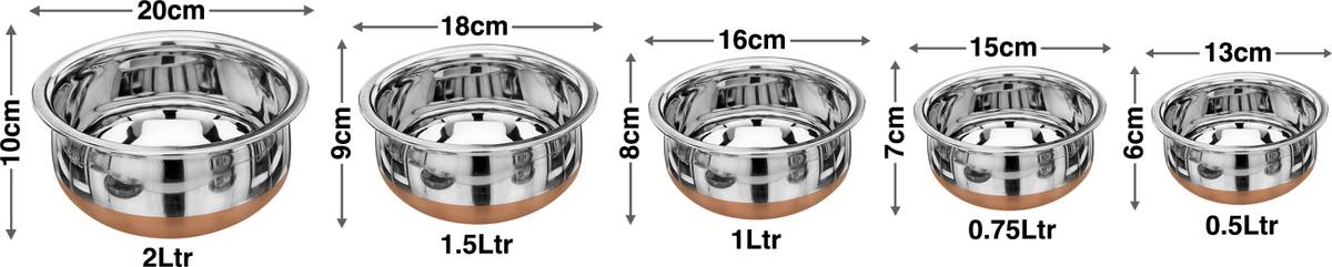 LIMETRO STEEL Copper Base Handi with Lid / Urli Set Cookware Set — photo 3