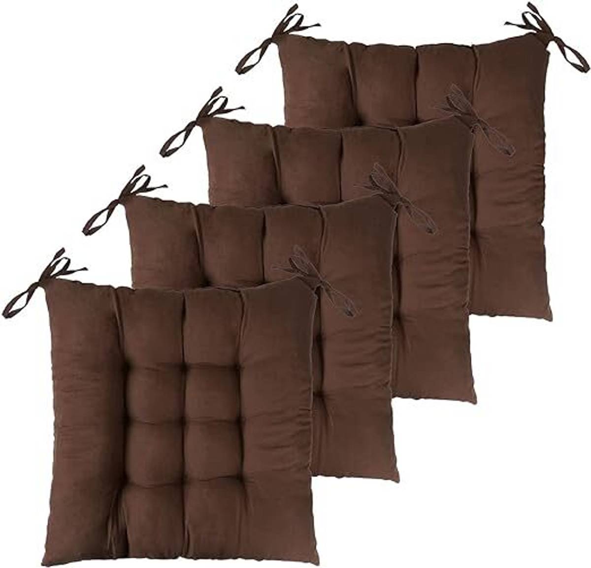 Fajal Cottan Udhyog Cotton Chair Pad Pack of 4 Solid Square Chairpad