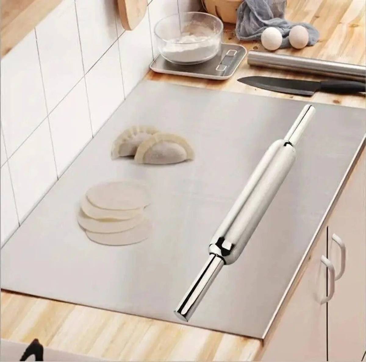 NORVIUM 35cm x 31cm Heavy Stainless Steel Chopping Board For Kitchen Use Stainless Steel Cutting Board