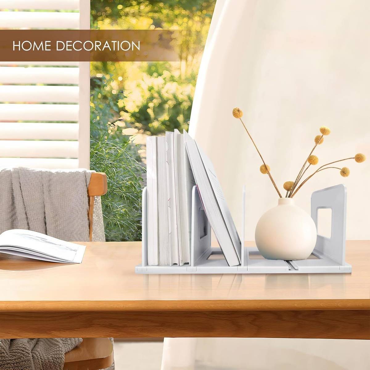 4 Compartments HIPS Plastic Bookshelf for Office Desk — photo 4