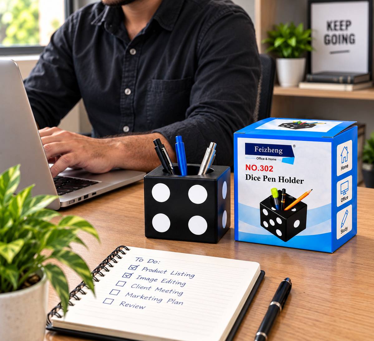 1 Compartments POLYSTYRENE DICE DESIGN PEN STAND — photo 3