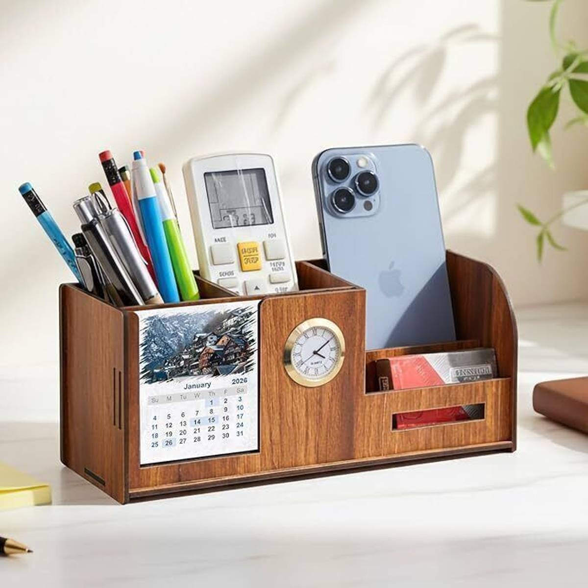 UrbanLane 4 Compartments Wooden Pen stand