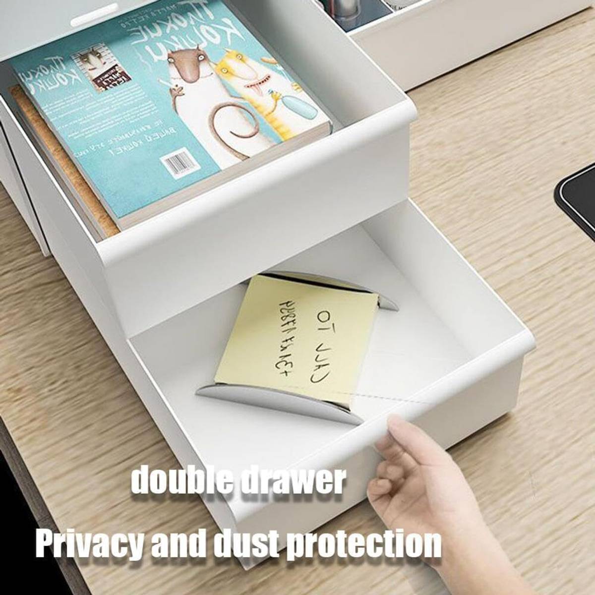 Shivaly 7 Compartments Plastic Desk Organizer With Drawer Desktop Office Stationery Storage Box — photo 4