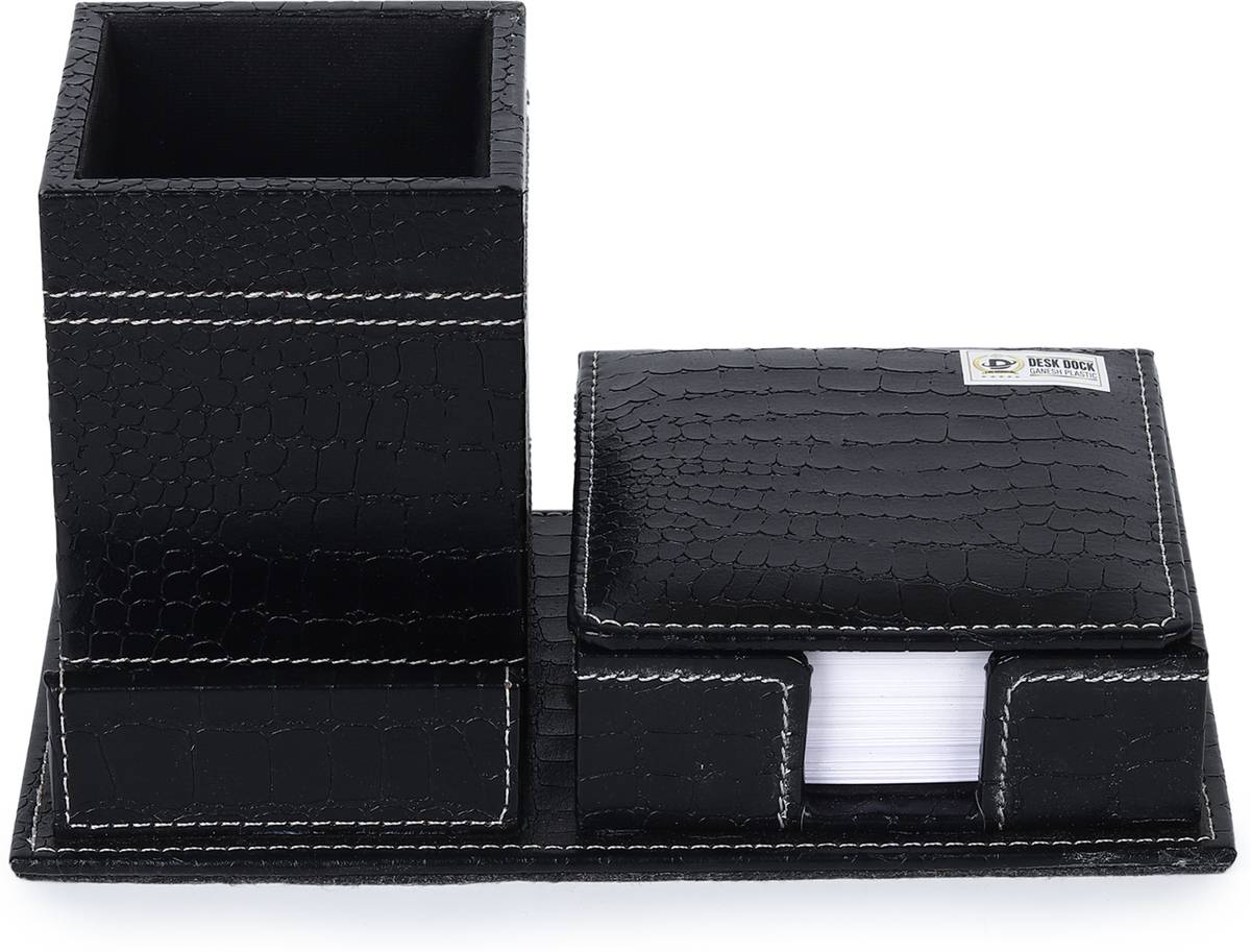 2 Compartments Genuine Leather Pen stand Desk Organiser for Office, Home Table, Pencil/Pen Stand Mobile Holder — photo 5