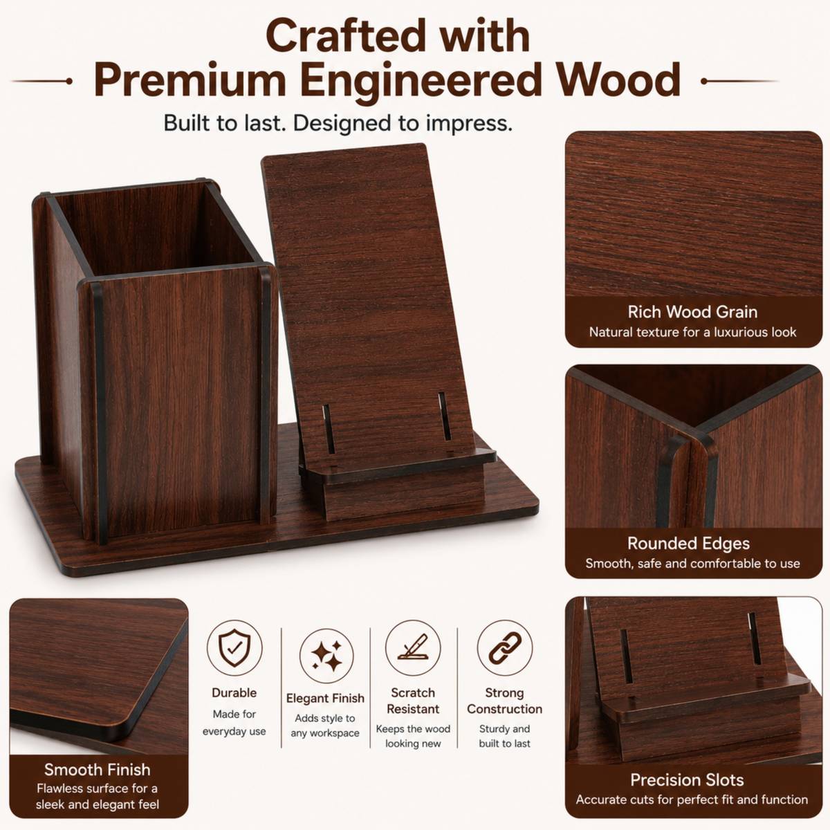 2 Compartments MDF Desktop Organizer — photo 3