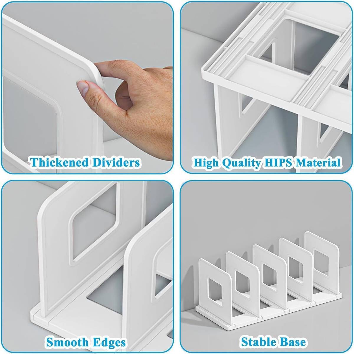 4 Compartments HIPS Plastic Bookshelf for Office Desk — photo 3
