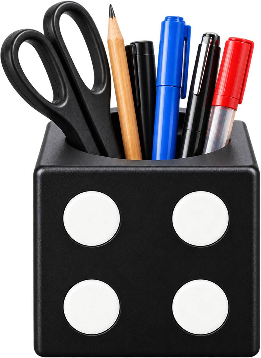 1 Compartments POLYSTYRENE DICE DESIGN PEN STAND