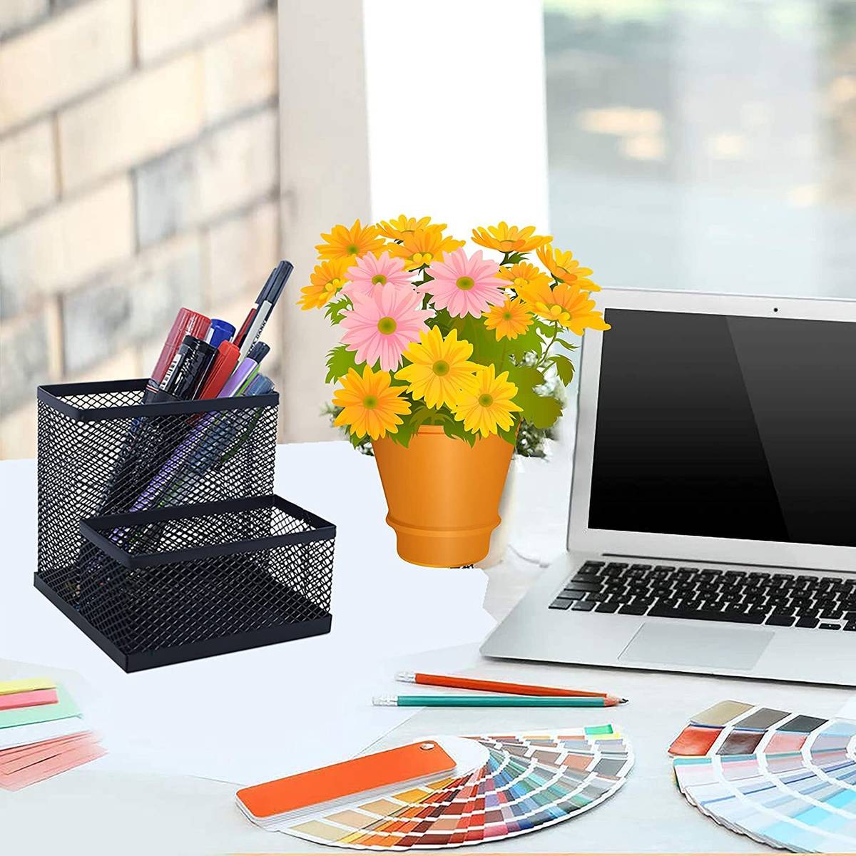 2 Compartments Metal Pen Holder — photo 4