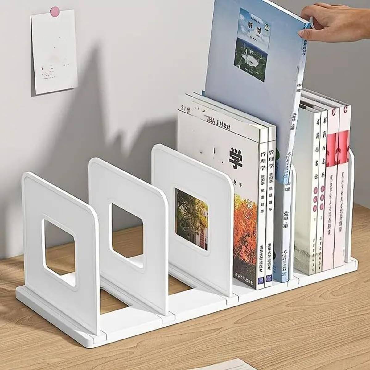 4 Compartments HIPS Plastic Bookshelf for Office Desk