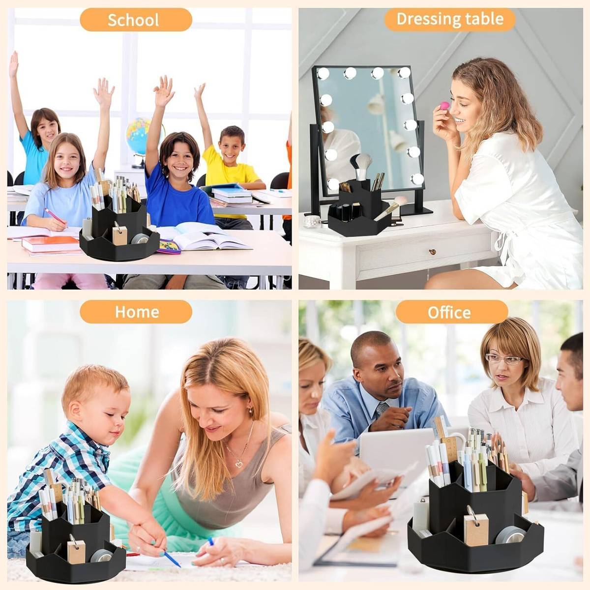 9 Compartments Heavy Plastic Rotating Pen Pencil Holder, Desk Organizer For Office, Desk Supplies Organisers — photo 4