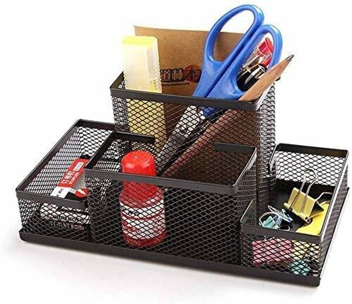 4 Compartments Mesh Metal Desk Organizer Pen Pencil Stand — photo 3