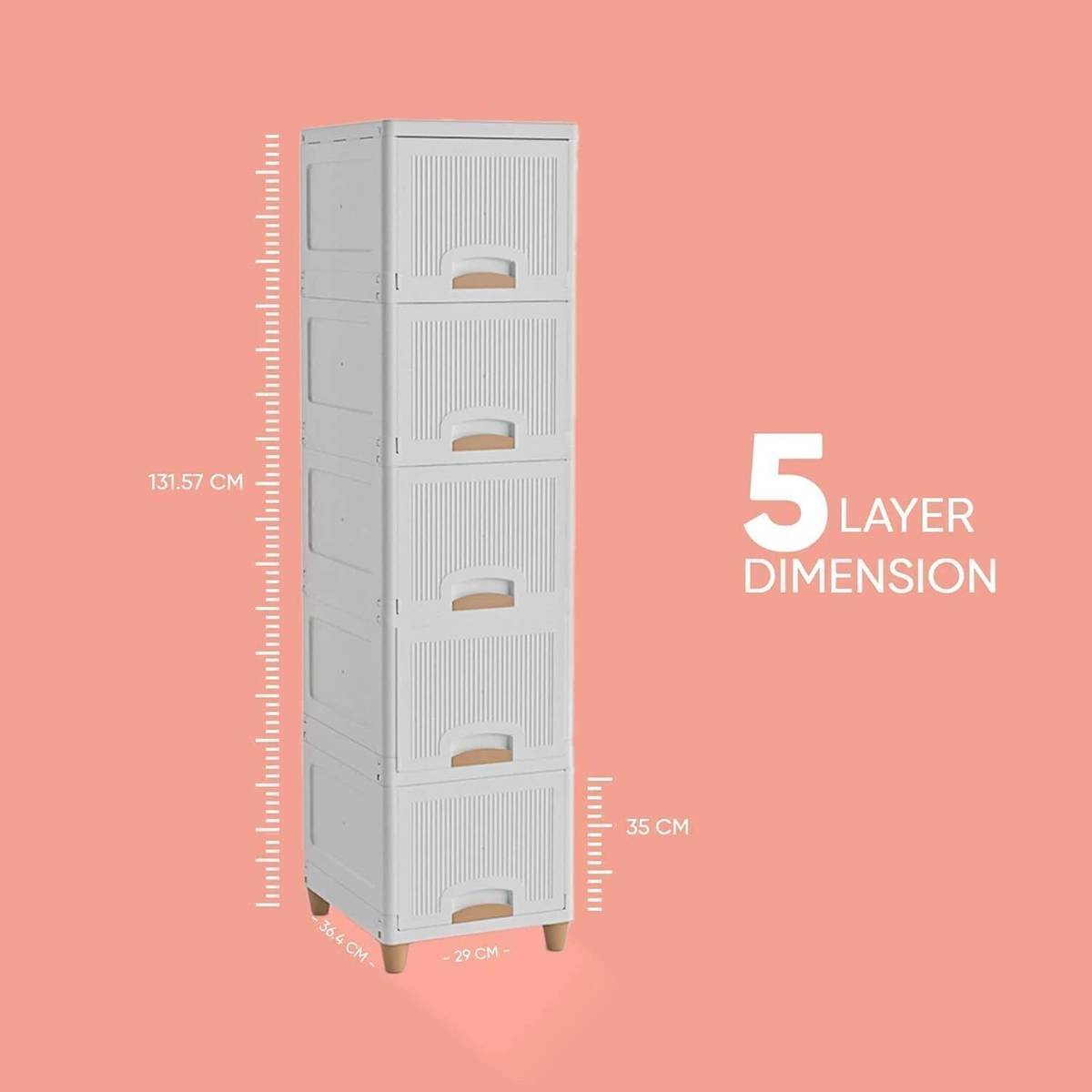 AK10ZONE 5 Compartments Plastic Chest of Drawers — photo 3