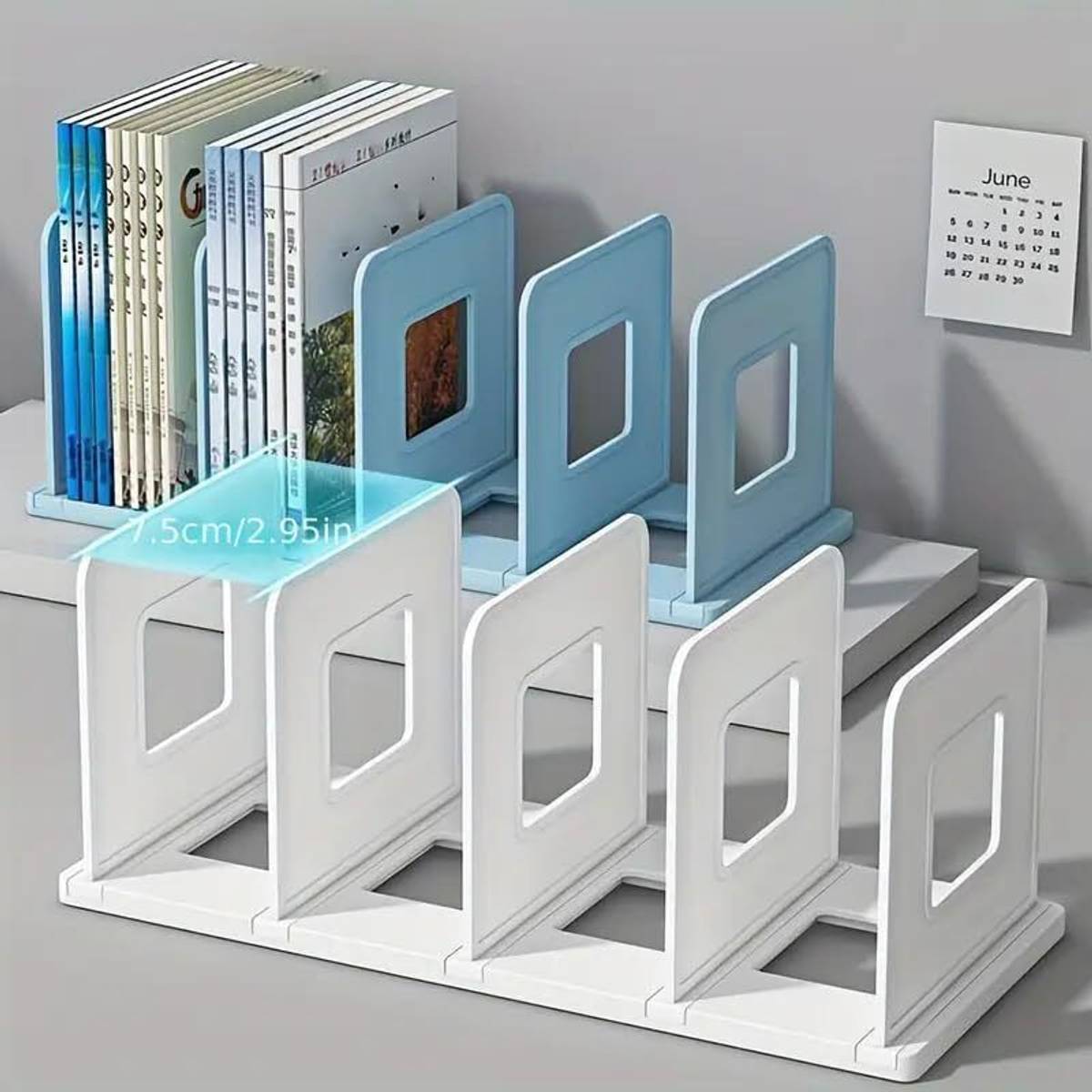 4 Compartments HIPS Plastic Bookshelf for Office Desk — photo 2