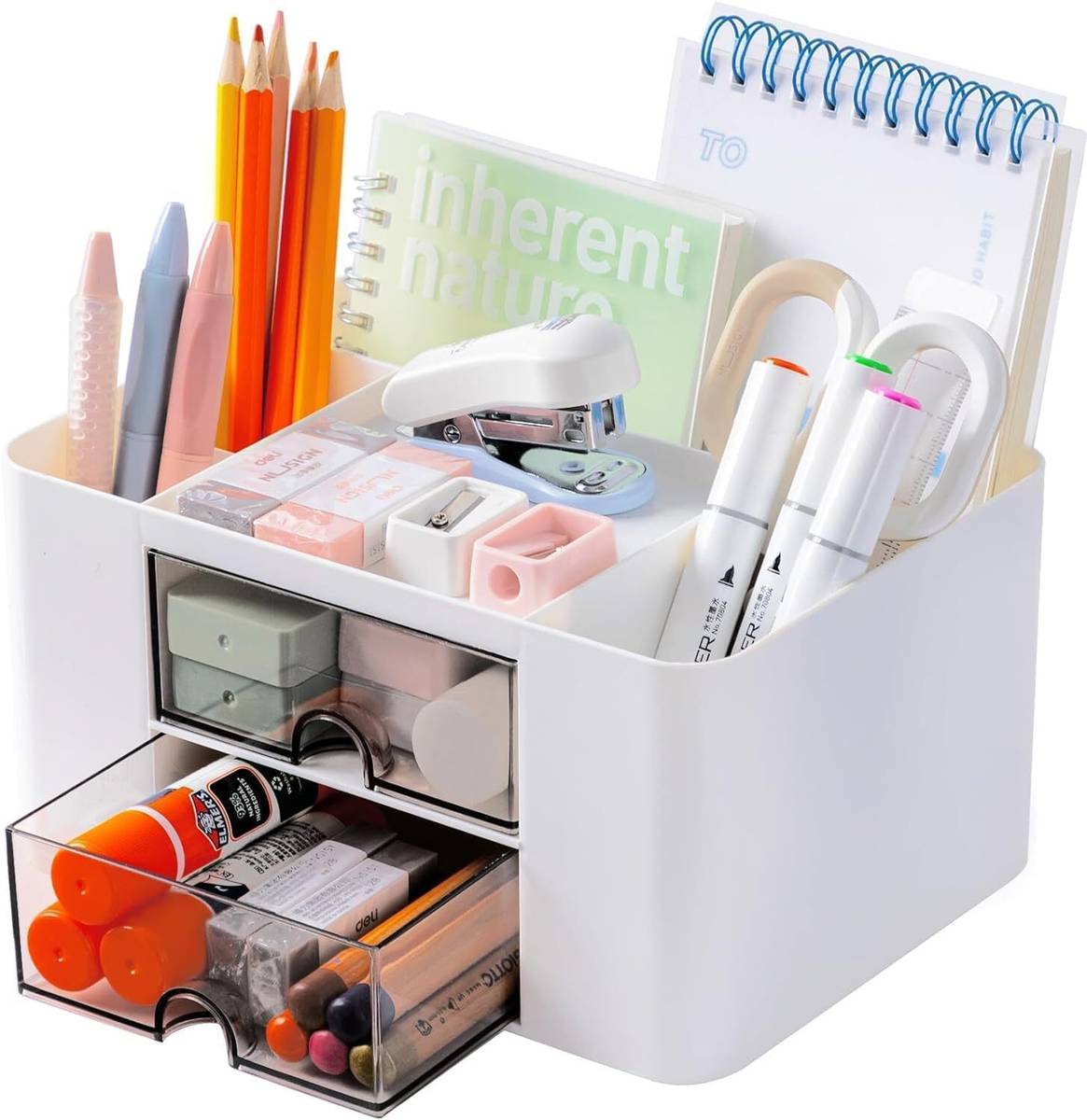 SHIVALAY 6 Compartments Plastic Countertop Storage for Dressing Table & Stationery items