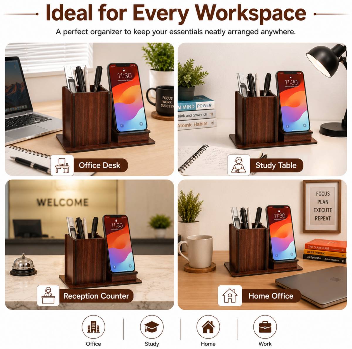 2 Compartments MDF Desktop Organizer — photo 4