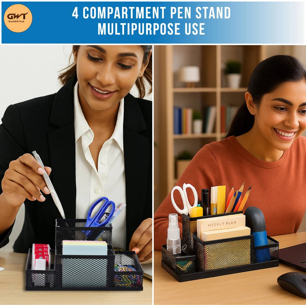 Nexvox 4 Compartments high quality mesh metal body Desk Organizer — photo 3