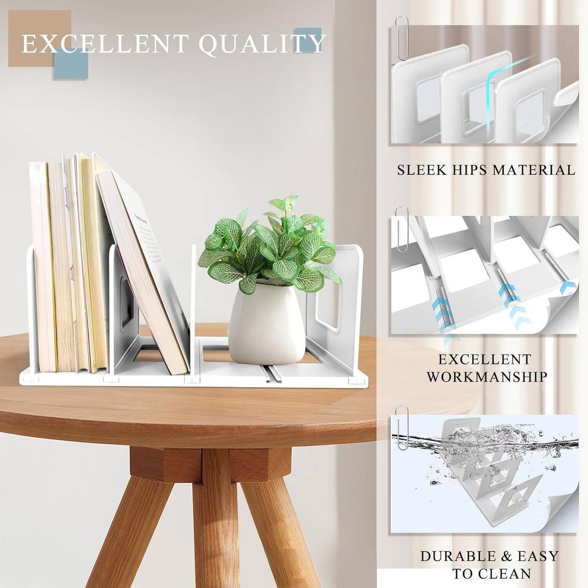 4 Compartments HIPS Plastic Bookshelf for Office Desk — photo 5