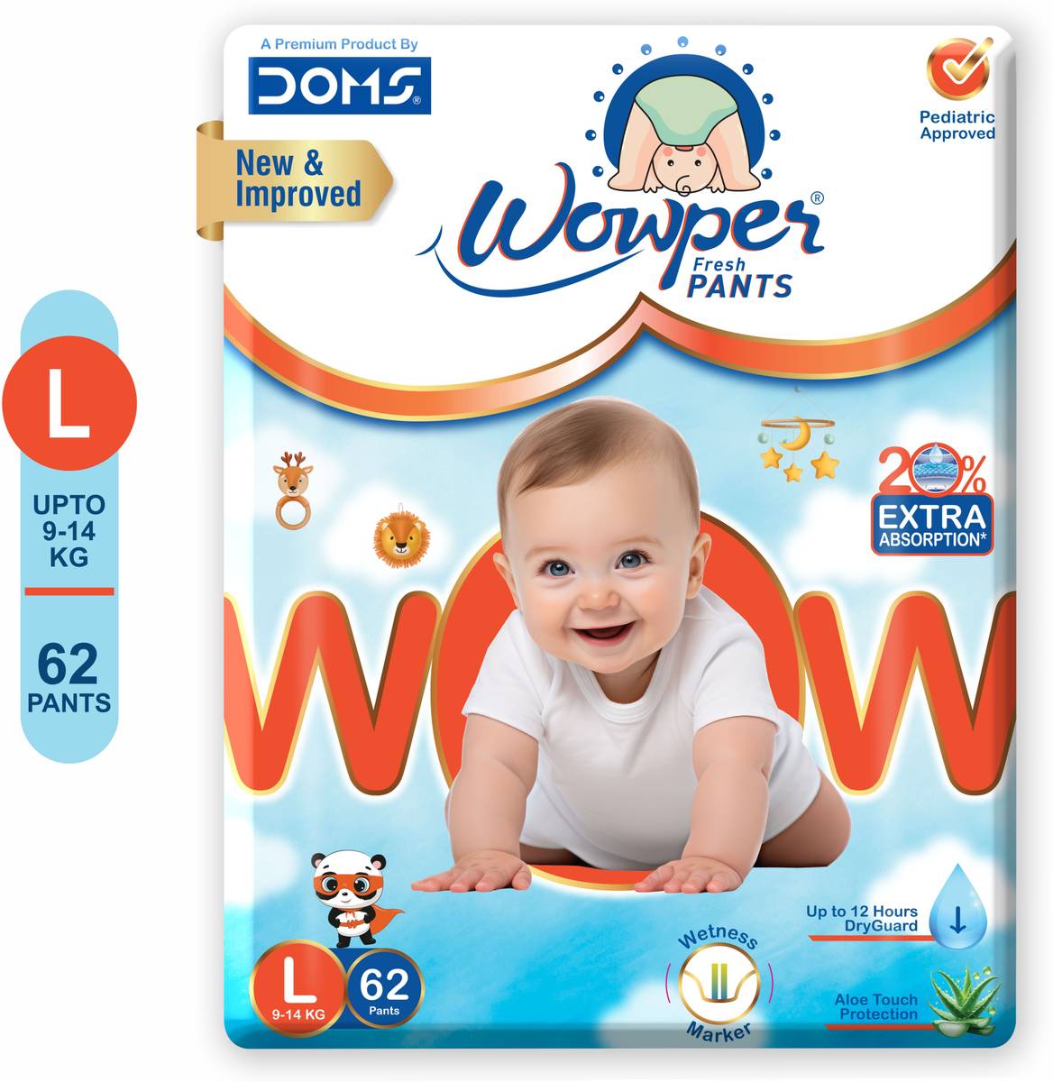 Wowper Super Soft with Aloe Touch Protection Pant Diapers - L