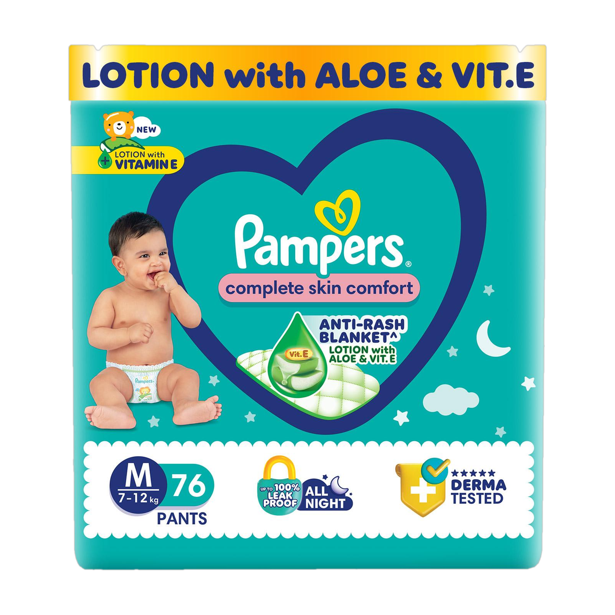 Pampers Complete Skin Comfort with VitaminE & Aloe Vera Lotion Pant Diapers - M