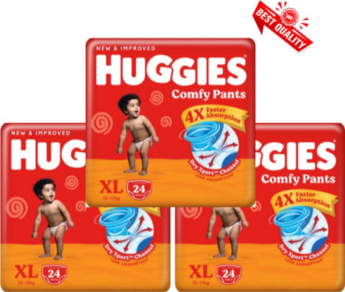 Huggies Premium Comfy Baby Diaper Pants (12-17 kgs) Pack Of 3 Pants Pant Diapers - XL