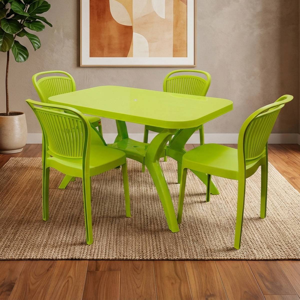 TrendyLivings Strong and Durable 4 Seater Dining Table Set for Home Garden Cafeteria Plastic — photo 2