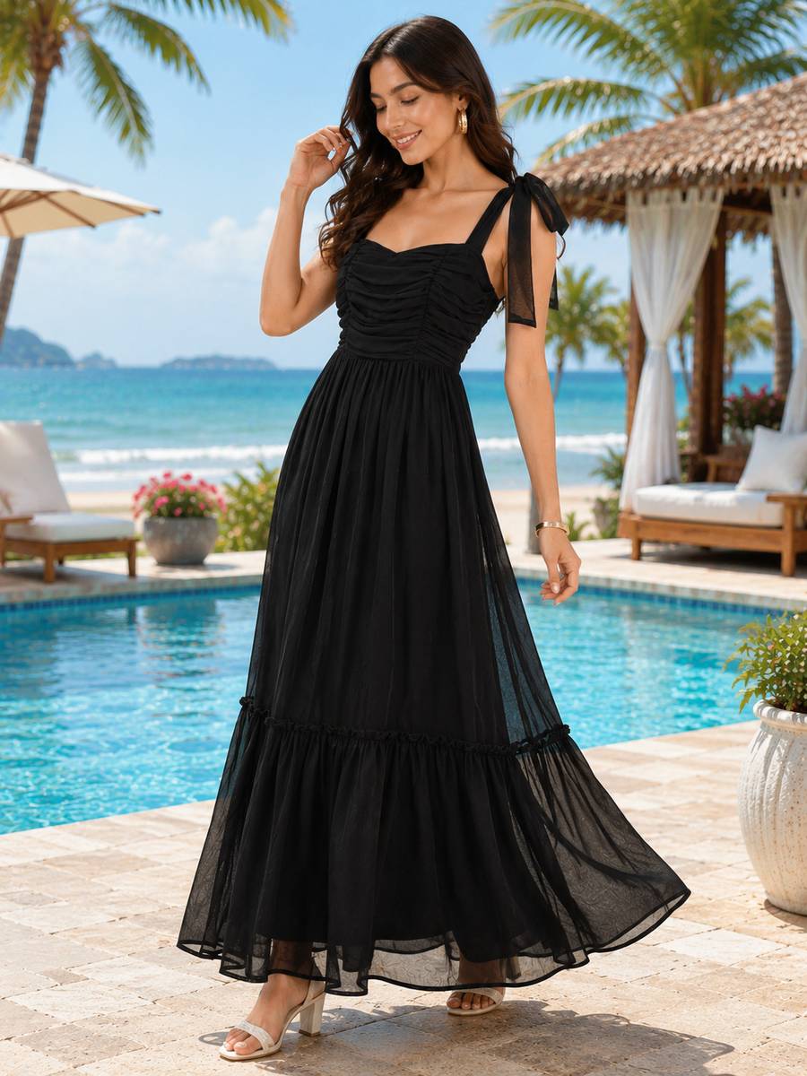 Dhabudi Women Layered Black Maxi/Full Length Dress — photo 2