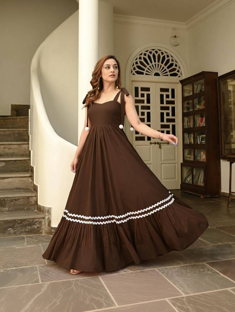 SARTAZ Women Fit and Flare Brown Below Knee Dress