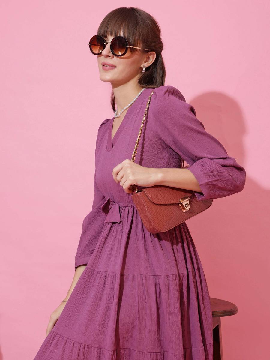 Honky Tonky Women Fit and Flare Purple Maxi/Full Length Dress — photo 5