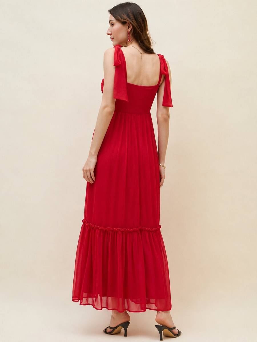 AAYU Women Layered Red Maxi/Full Length Dress — photo 2