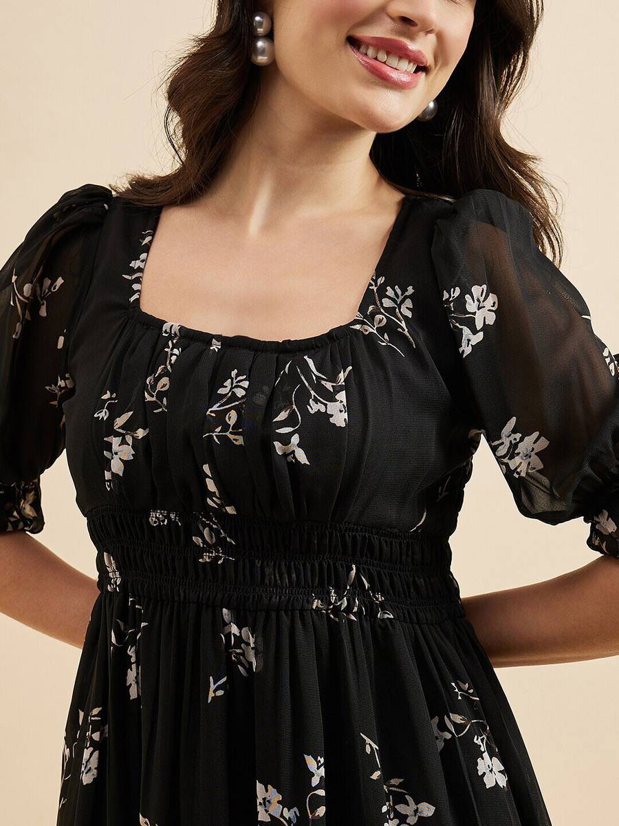 ZWERLON Women Fit and Flare Black Midi/Calf Length Dress — photo 4