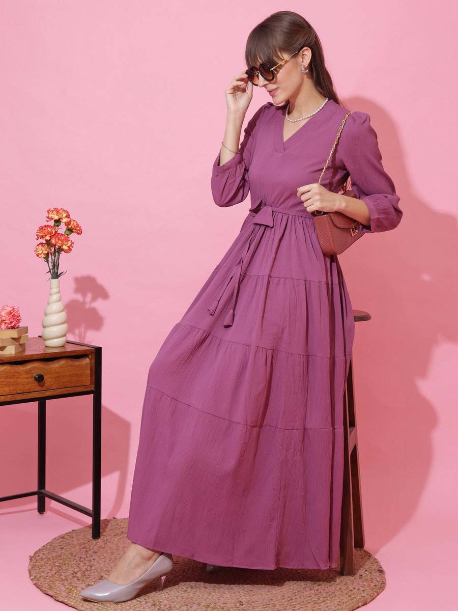 Honky Tonky Women Fit and Flare Purple Maxi/Full Length Dress — photo 4