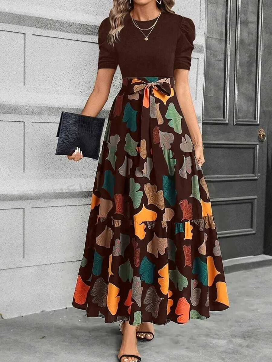 HouseOfCommon Women Fit and Flare Brown Maxi/Full Length Dress