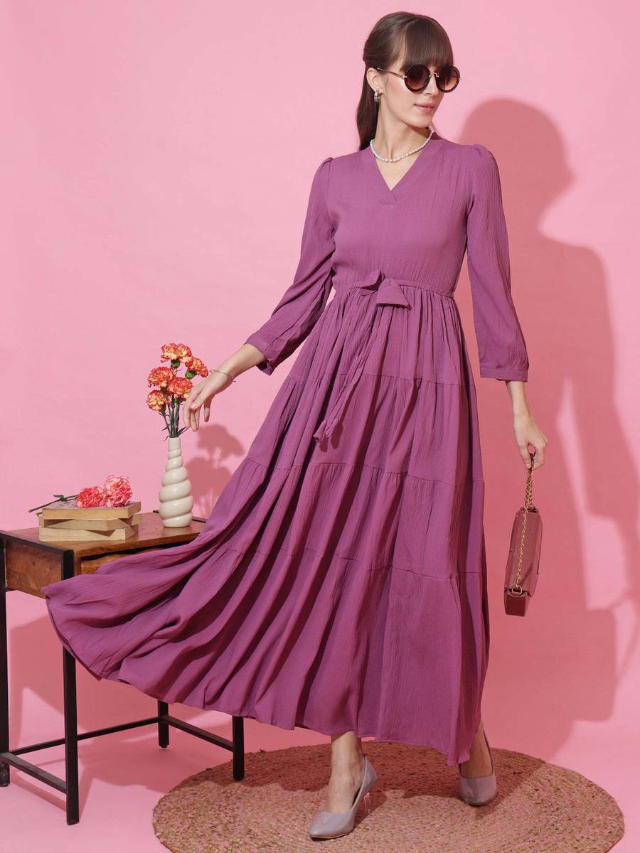 Honky Tonky Women Fit and Flare Purple Maxi/Full Length Dress — photo 2