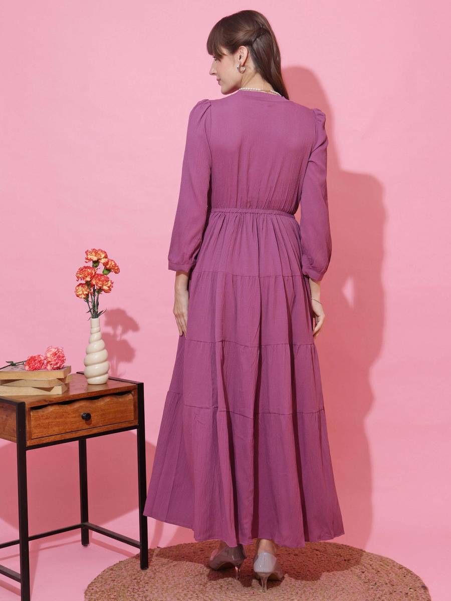 Honky Tonky Women Fit and Flare Purple Maxi/Full Length Dress — photo 3