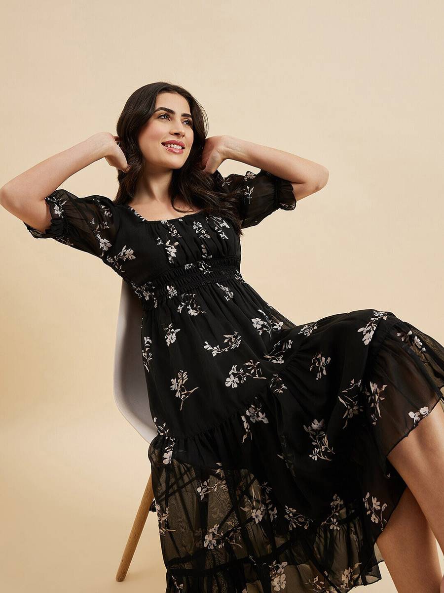 ZWERLON Women Fit and Flare Black Midi/Calf Length Dress — photo 5