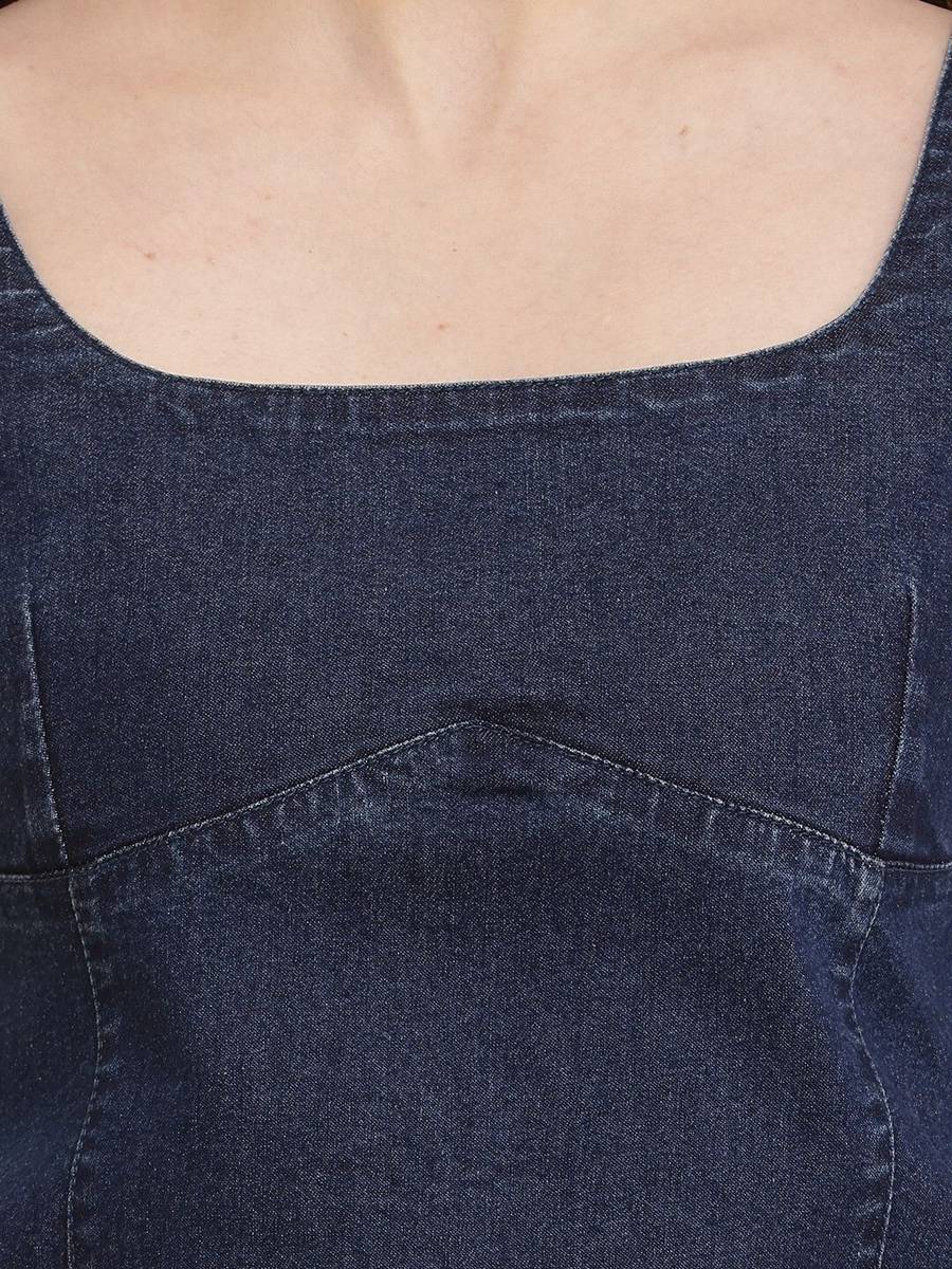 Women A-line Dark Blue Midi/Calf Length Dress — photo 5