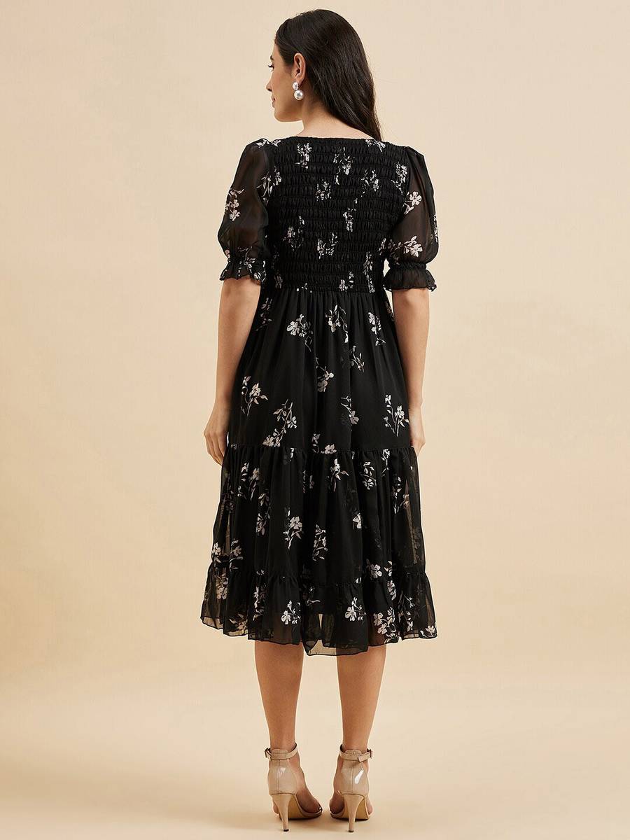 ZWERLON Women Fit and Flare Black Midi/Calf Length Dress — photo 2