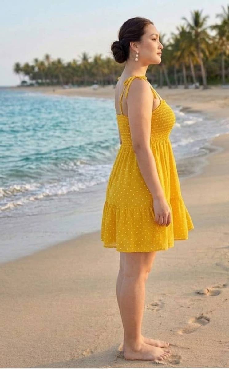 Women Fit and Flare Yellow Above Knee/Mid Thigh Length Dress — photo 3
