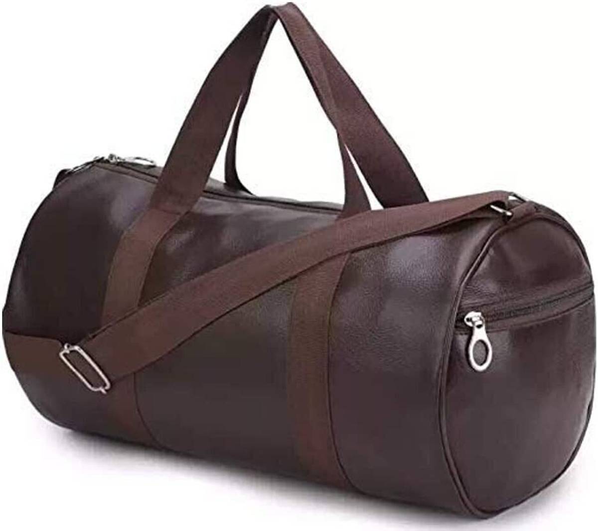 (Expandable) Leather Brown Medium size Gym Duffel Bag — photo 3