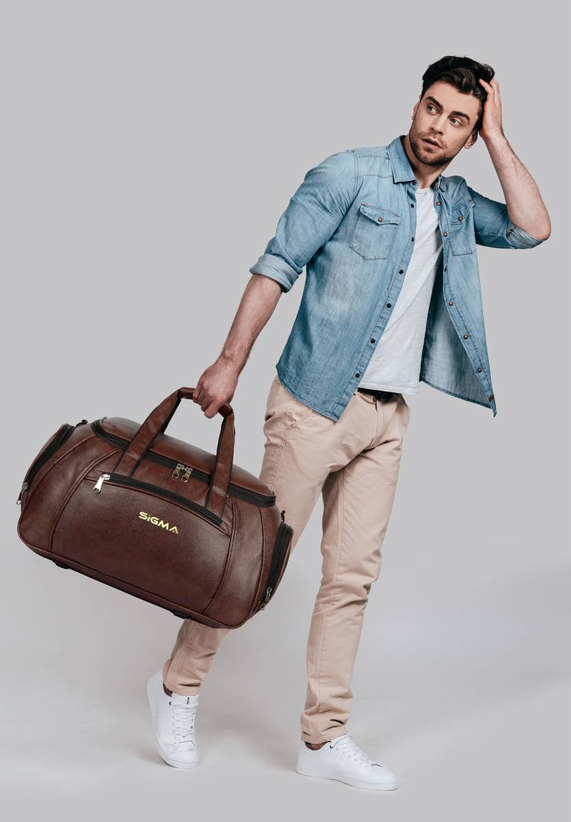 sigma bags (Expandable) Premium Travel Bags Vegan Leather Luggage Bags For men and Women Duffel Without Wheels — photo 5
