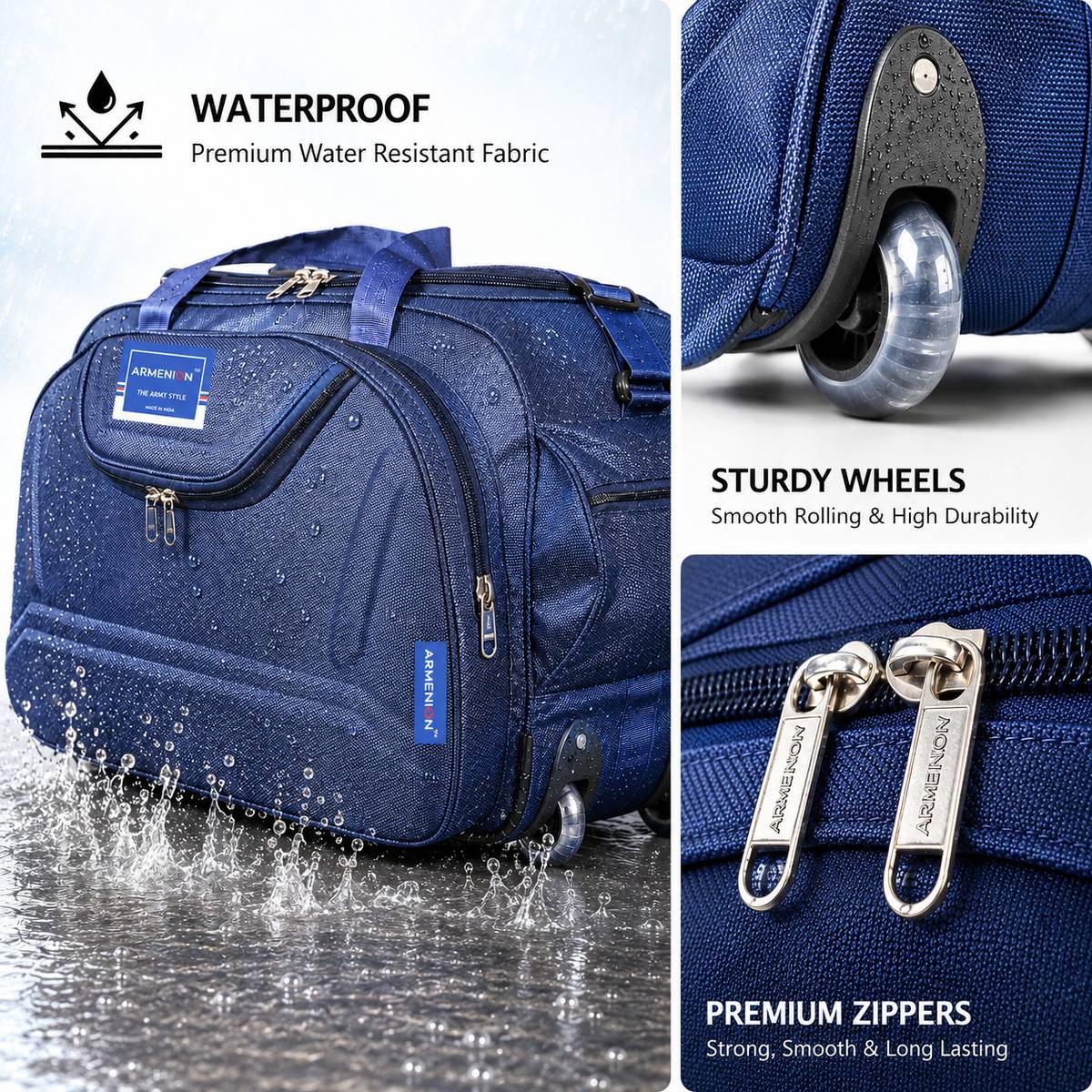ARMENION (Expandable) Epoch-60L Duffle Strolley Bag - Waterproof Nylon Duffel With Wheels (Strolley) — photo 4