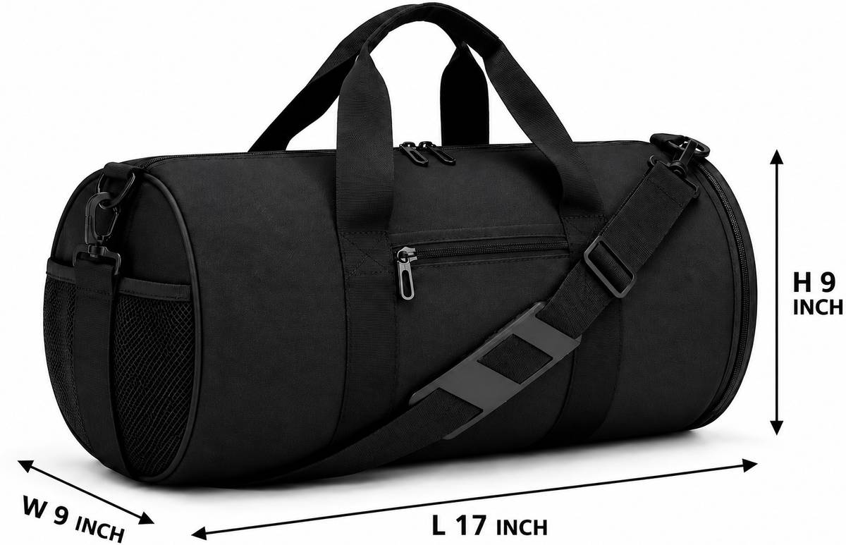 Kaivo 17 Inch Gym Duffle Bag Sports Travel Shoulder Bag with Bottle Pocket Black Gym Duffel Bag — photo 4