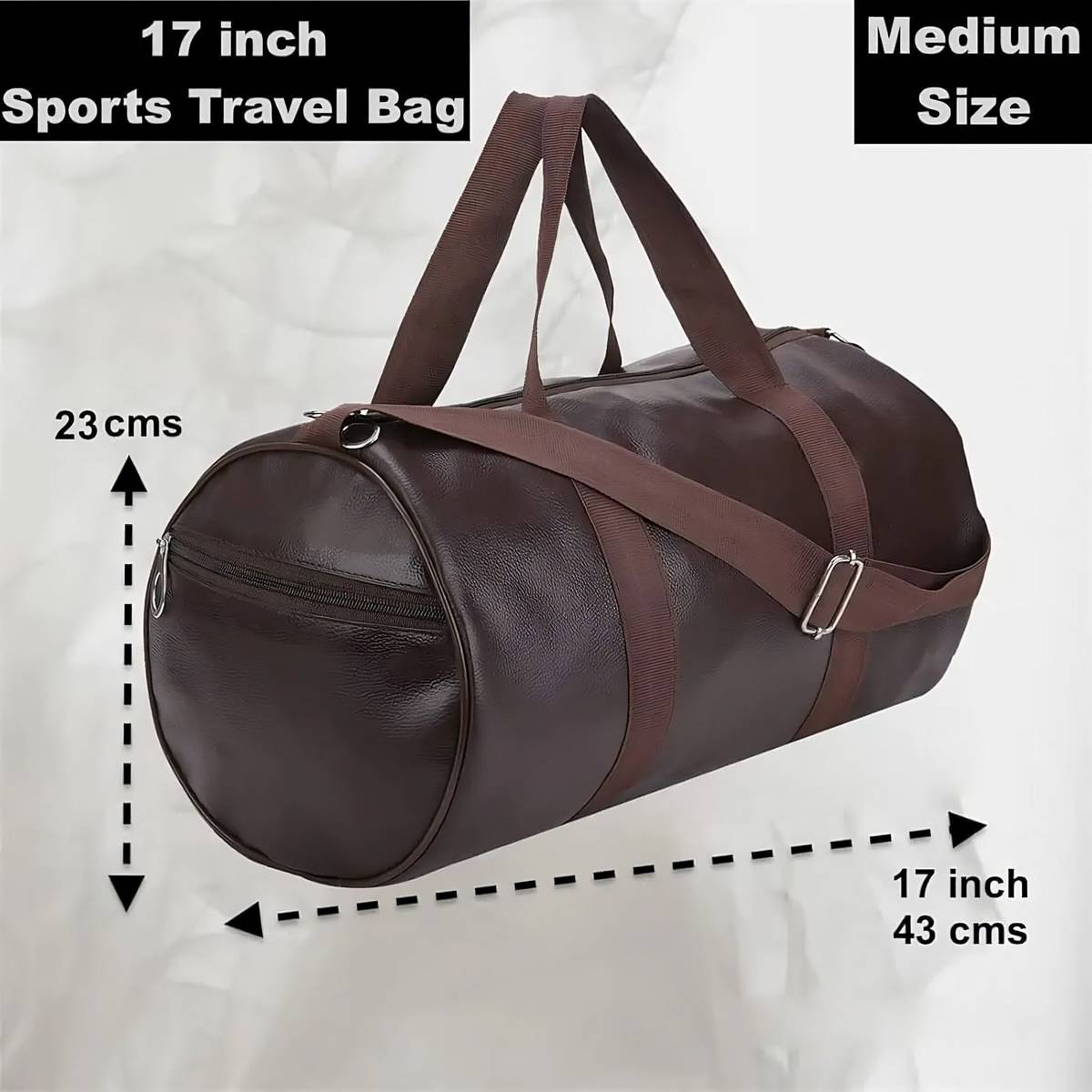 (Expandable) Leather Brown Medium size Gym Duffel Bag — photo 4