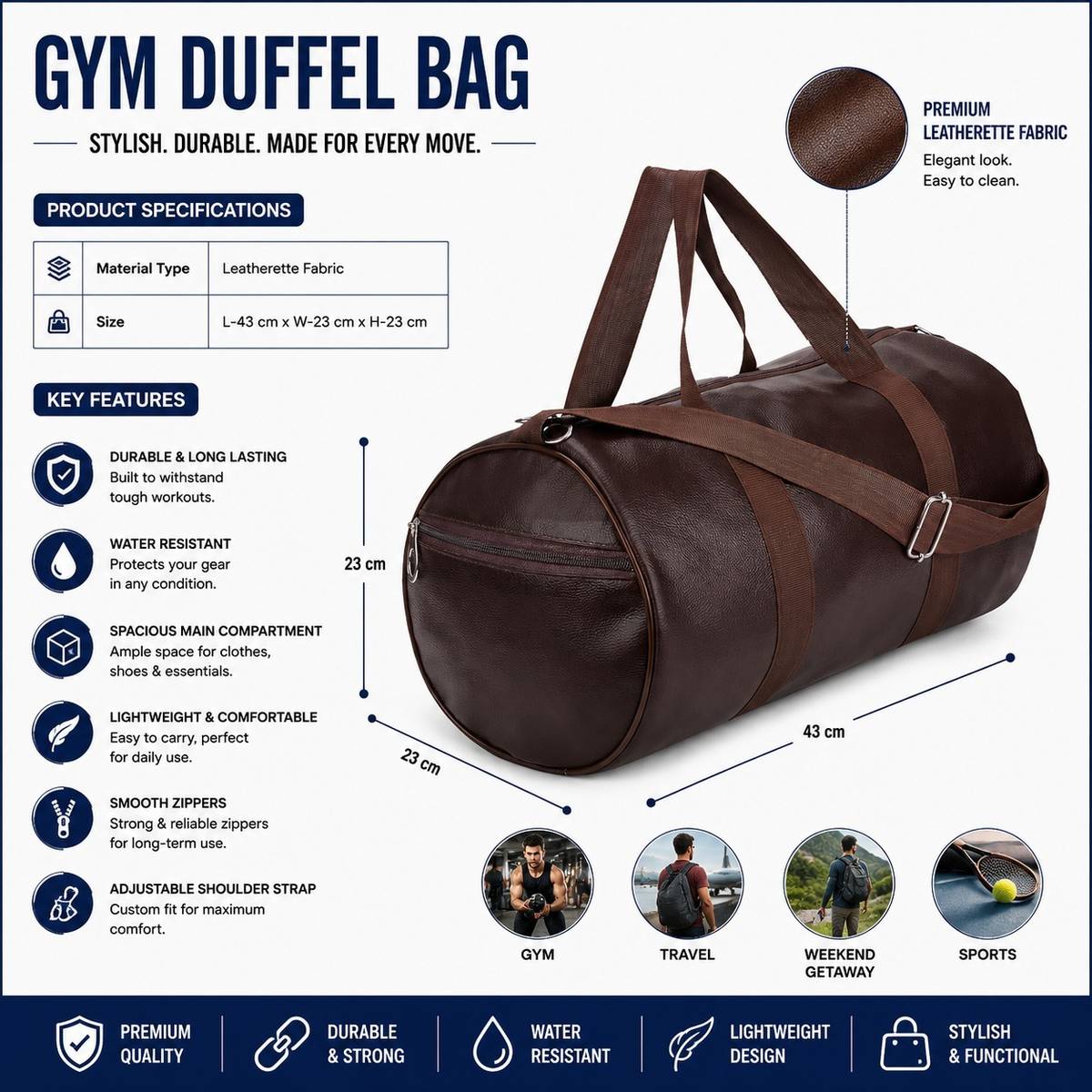 ZENVIXXO 20 L Gym Duffel Bag - Gym Duffel Bag - Sports travel bag