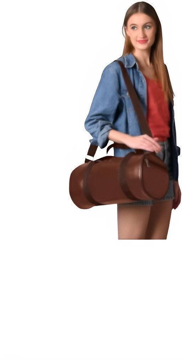 (Expandable) Leather Brown Medium size Gym Duffel Bag — photo 5