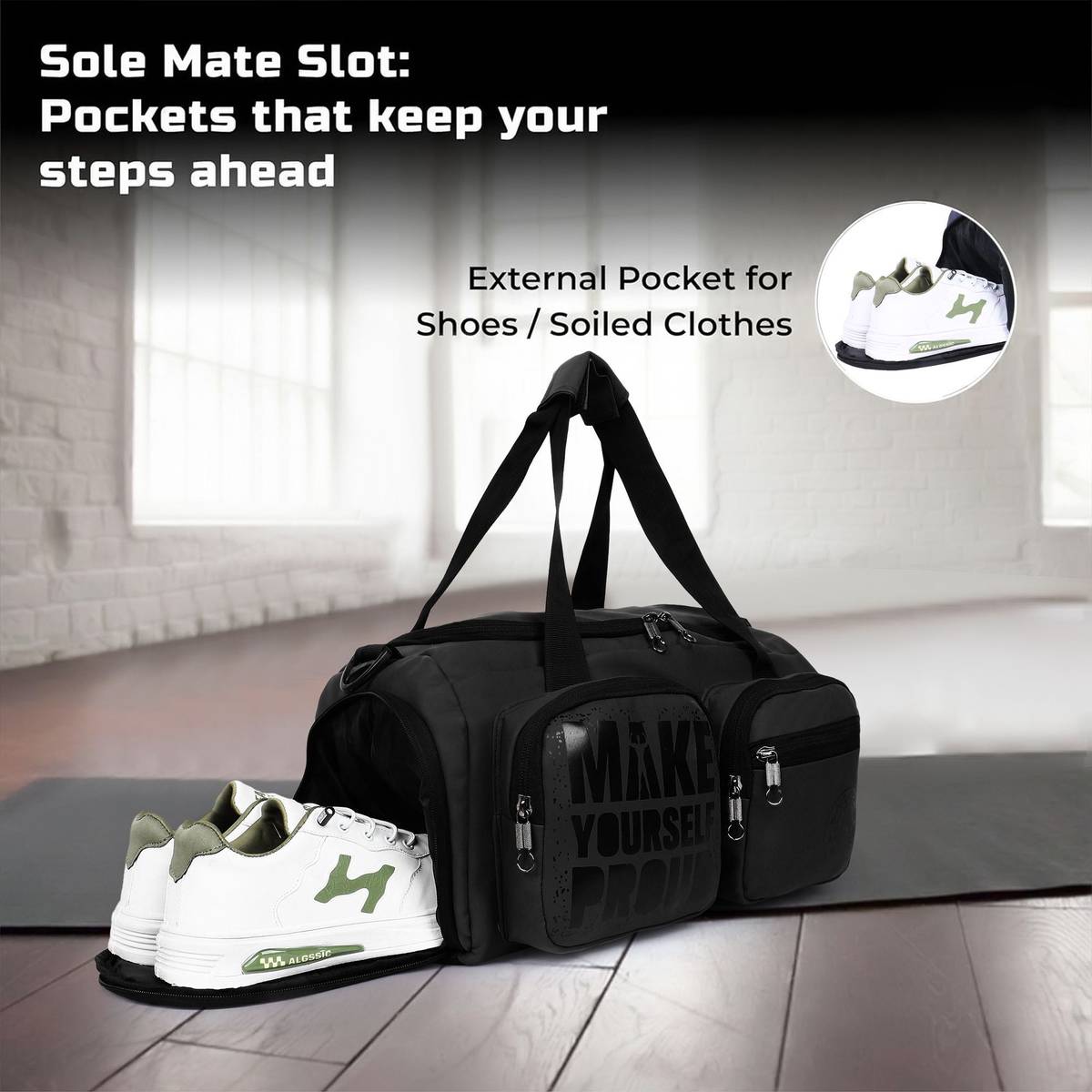 Water Resistant Gym Bag for Men & Women with Shoe Compartment Gym Duffel Bag — photo 2