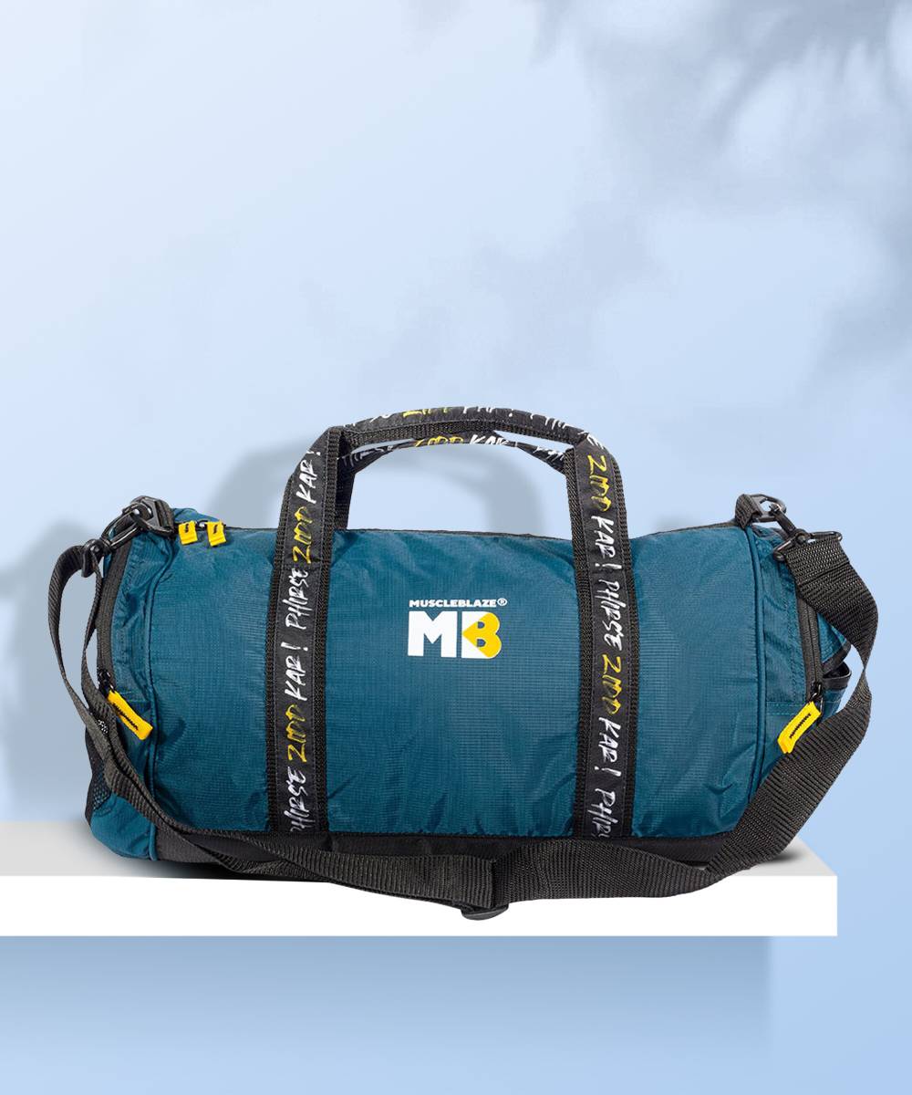 MUSCLEBLAZE (Expandable) Gym Bag (Phirse Zidd Kar), Duffel Bag for Men and Women Blue, 30 l Gym Duffel Bag