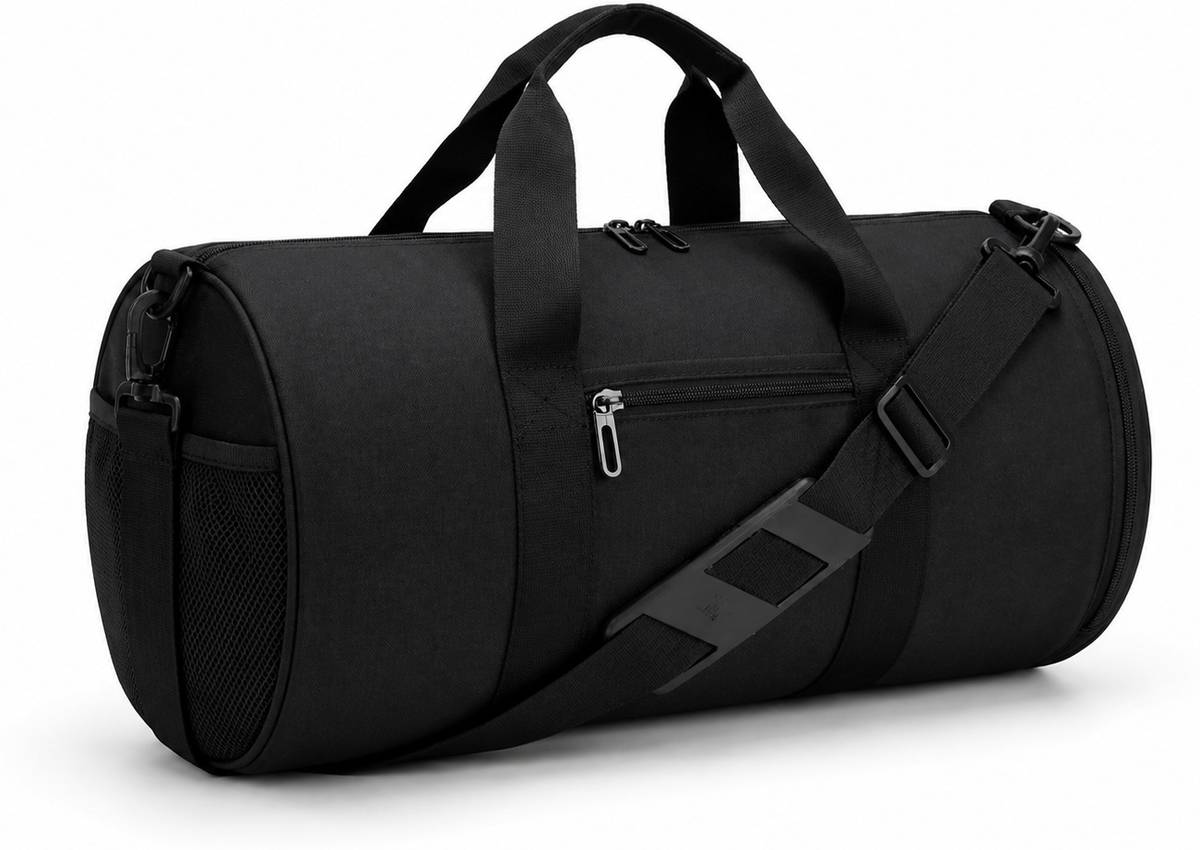 Kaivo 17 Inch Gym Duffle Bag Sports Travel Shoulder Bag with Bottle Pocket Black Gym Duffel Bag